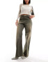 Bershka baggy wide leg jeans in dirty wash brown