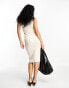 Selected Femme v neck sleeveless knitted midi dress in cream