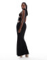 ASOS DESIGN high neck maxi dress with waist cut outs in black