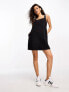 ASOS DESIGN Petite denim pinny dress in black