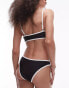 Topshop mono contrast trim hipster high leg bikini bottom in black