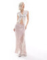 Reclaimed Vintage limited edition spliced maxi slip skirt with lace insert in pink