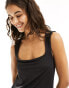 Weekday Antonia square neck vest top in black