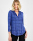 Women's Printed V-Neck 3/4-Sleeve Top, Created for Macy's