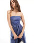 ASOS DESIGN bandeau belted jumpsuit in blue stripe