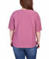 Plus Size Short Sleeve Honeycomb Textured Grommet Top