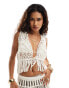 ASOS DESIGN knitted crochet waistcoat in white