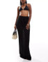 4th & Reckless bari open knit maxi beach skirt in black