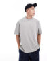 ASOS DESIGN oversized t-shirt in heavyweight 220gsm washed grey with text back print