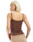 COLLUSION double layer mesh cami top in brown