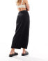 ASOS DESIGN Petite denim maxi skirt with split hem in washed black