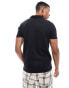 Hollister johnny collar jacquard knit polo in black