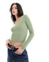 ASOS DESIGN fine gauge scoop neck jumper in rib in green