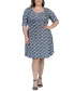 Plus Size Knee Length Elbow Sleeve Dress