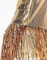 ASOS DESIGN fringe sequin midi skirt in gold