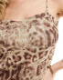 Simmi mesh cami strap maxi dress with scoop back in brown leopard print