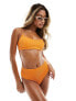 Monki mix and match crinkle high waisted bikini bottom in orange