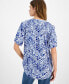 Women's Printed Smocked-Shoulder Short-Sleeve Top