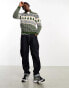 ASOS DESIGN knitted 1/4 zip Christmas jumper in green fairisle pattern