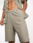 Selected Homme co-ord plisse shorts in khaki