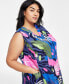 Plus Size 100% Linen Printed Split-Neck Dress, Created for Macy's