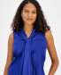 Women's Tie-Neck Sleeveless Satin Blouse, Created for Macy's