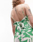 Topshop printed linen strappy mini dress in green