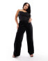 Yours wide leg velvet trousers in black