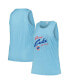 Women's Light Blue Chicago Cubs Plus Size Curvy High Neck Tri-Blend Tank Top