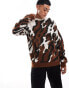 ASOS DESIGN relaxed knitted brushed jumper in leopard print