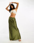 Never Fully Dressed Petite gold fleck satin maxi skirt in khaki