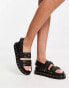 ASOS DESIGN – Focused – Flache Ledersandalen in Schwarz mit Nietenverzierung