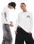 Reclaimed Vintage unisex oversized long sleeve t-shirt with ying graphic in white