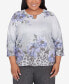 Plus Size Worth Avenue Beaded Split Neck Floral Shimmer Top