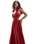 Forever New Petite ruffle shoulder maxi dress in deep red