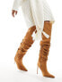 ASOS DESIGN Kingdom heeled ruched over the knee boots in tan