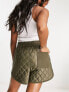 AllSaints Queti quilted shorts in khaki