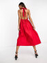 Never Fully Dressed backless midaxi dress with pockets in red