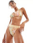 Vero Moda mix and match high waisted brazilian bikini bottoms in pastel snake print