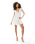 ASOS DESIGN satin cut out waist mini dress with lace detail in off white