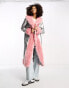 Annorlunda metallic faux shearling edged coat in silver and pink