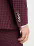 ASOS DESIGN skinny suit jacket in burgundy gingham