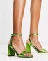 RAID Wink block heel sandals in green metallic - exclusive to ASOS