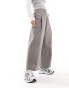 ASOS DESIGN Petite barrel trouser in structured twill in grey