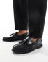 ASOS DESIGN loafers with fringe detail in polished black leather