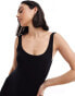 Bershka ribbed scoop neck bodycon maxi dress in black