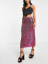 Topshop sequin midi skirt in hot pink