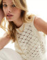 ASOS DESIGN knitted vest in pointelle stitch in cream