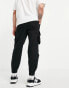 ASOS DESIGN tapered cargo trousers in black