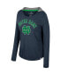 Women's Navy Notre Dame Fighting Irish Distressed Heather Long Sleeve Hoodie T-shirt